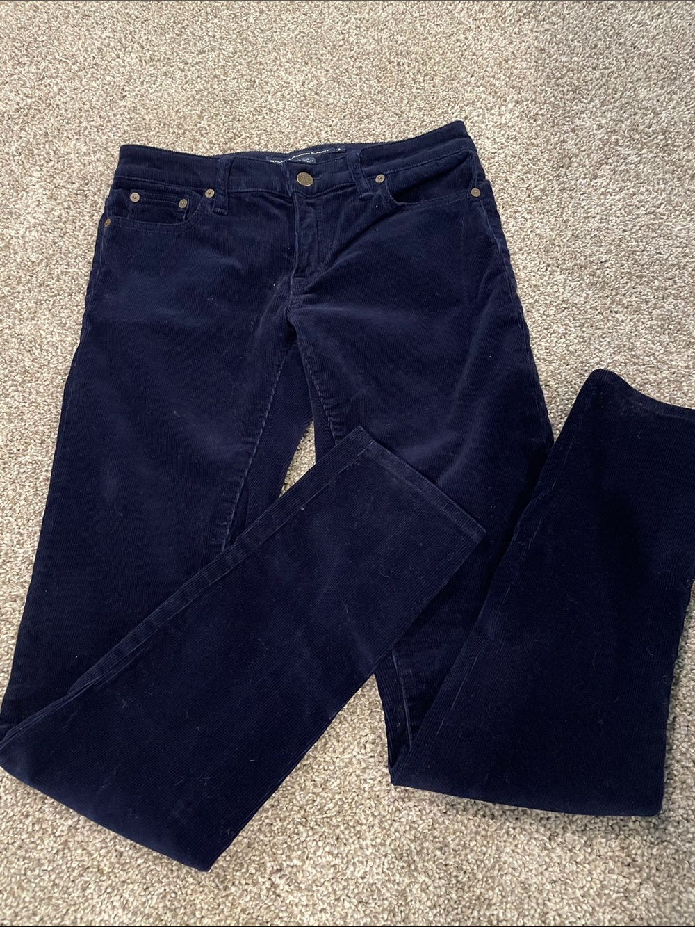 Ralph Lauren Navy Corduroy Straight-Leg Jeans
